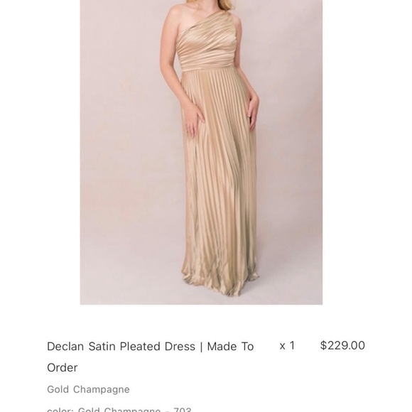 Revelry Dresses & Skirts - Satin One-Shoulder Pleated Dress - Gold Champagne